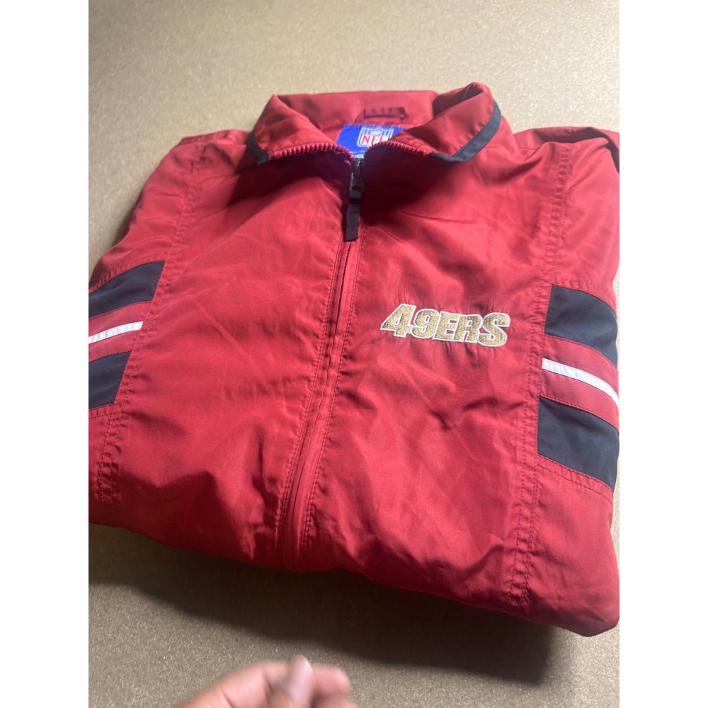 Reebok NFL San Francisco 49ers Windbreaker Jacket Red Mens L Full Zip Vintage